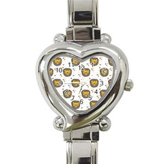 Lion Heads Pattern Design Doodle Heart Italian Charm Watch by Cowasu