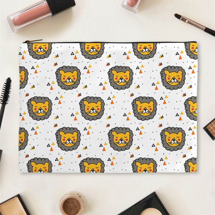 Lion Heads Pattern Design Doodle Cosmetic Bag (XL)