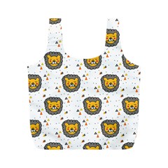 Lion Heads Pattern Design Doodle Full Print Recycle Bag (m) by Cowasu