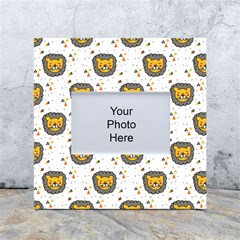 Lion Heads Pattern Design Doodle White Box Photo Frame 4  X 6  by Cowasu