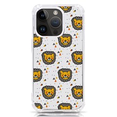 Lion Heads Pattern Design Doodle Iphone 14 Pro Tpu Uv Print Case