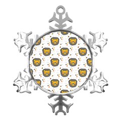 Lion Heads Pattern Design Doodle Metal Small Snowflake Ornament by Cowasu