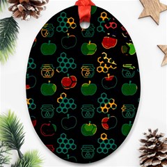 Apples Honey Honeycombs Pattern Ornament (oval) by Cowasu