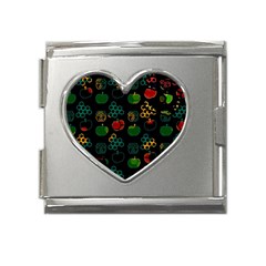 Apples Honey Honeycombs Pattern Mega Link Heart Italian Charm (18mm) by Cowasu