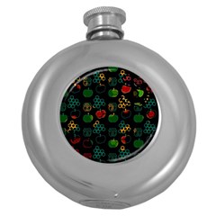 Apples Honey Honeycombs Pattern Round Hip Flask (5 Oz)