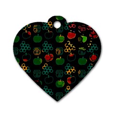 Apples Honey Honeycombs Pattern Dog Tag Heart (two Sides)