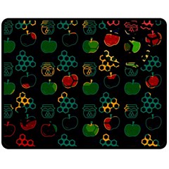 Apples Honey Honeycombs Pattern Two Sides Fleece Blanket (medium)