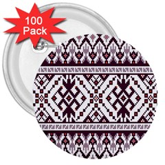 Illustration Ukrainian Folk Seamless Pattern Ornament 3  Buttons (100 Pack)  by Cowasu