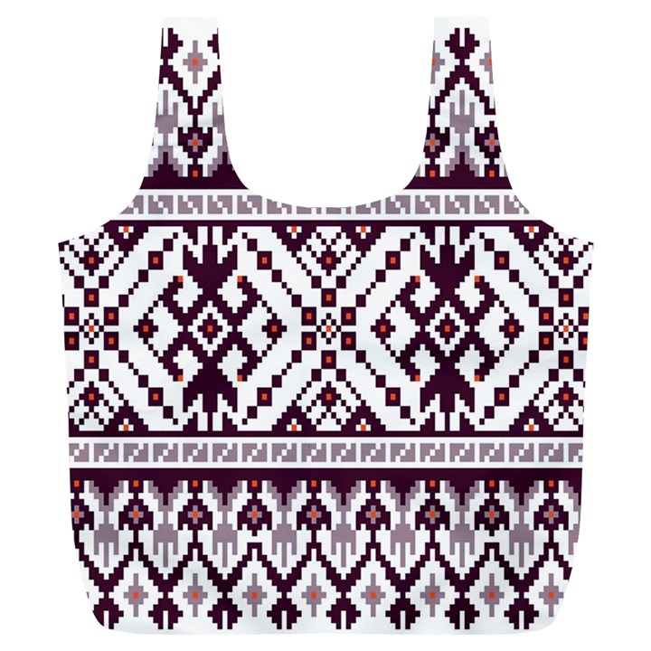 Illustration Ukrainian Folk Seamless Pattern Ornament Full Print Recycle Bag (XL)