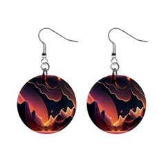 Fire Flame Burn Hot Heat Light Burning Orange Mini Button Earrings by Cowasu