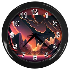 Fire Flame Burn Hot Heat Light Burning Orange Wall Clock (black) by Cowasu