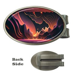 Fire Flame Burn Hot Heat Light Burning Orange Money Clips (oval)  by Cowasu