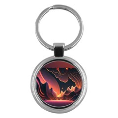 Fire Flame Burn Hot Heat Light Burning Orange Key Chain (round) by Cowasu