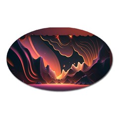 Fire Flame Burn Hot Heat Light Burning Orange Oval Magnet by Cowasu