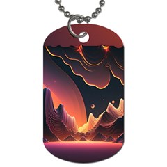 Fire Flame Burn Hot Heat Light Burning Orange Dog Tag (one Side) by Cowasu