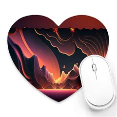 Fire Flame Burn Hot Heat Light Burning Orange Heart Mousepad by Cowasu