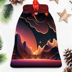 Fire Flame Burn Hot Heat Light Burning Orange Bell Ornament (two Sides) by Cowasu