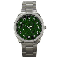 Circuit Board Conductor Tracks Sport Metal Watch by Cowasu