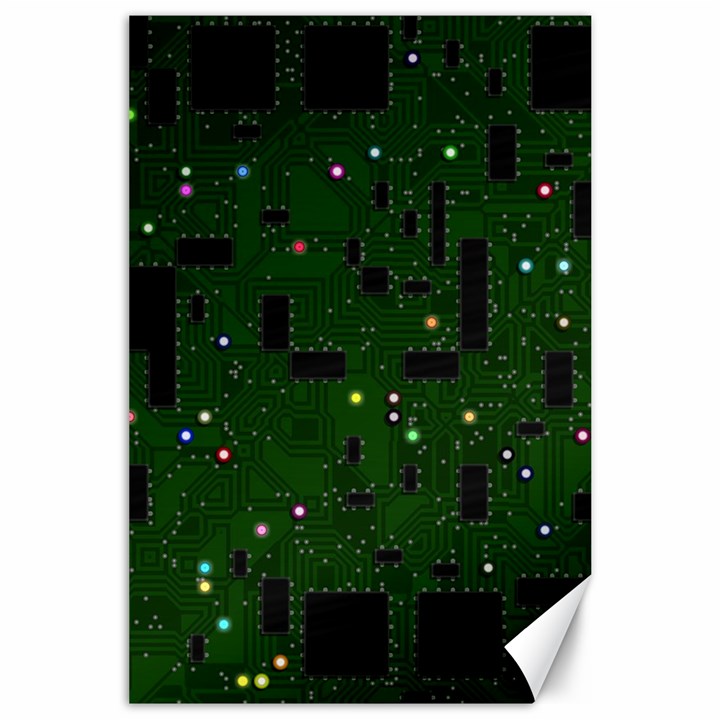 Circuit Board Conductor Tracks Canvas 24  x 36 