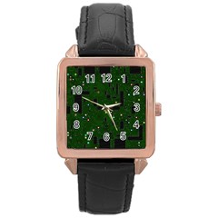 Circuit Board Conductor Tracks Rose Gold Leather Watch  by Cowasu