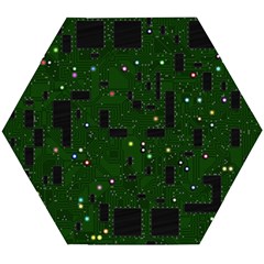 Circuit Board Conductor Tracks Wooden Puzzle Hexagon by Cowasu