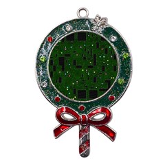 Circuit Board Conductor Tracks Metal X mas Lollipop With Crystal Ornament by Cowasu