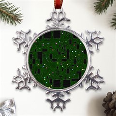 Circuit Board Conductor Tracks Metal Large Snowflake Ornament by Cowasu