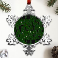 Circuit Board Conductor Tracks Metal Small Snowflake Ornament