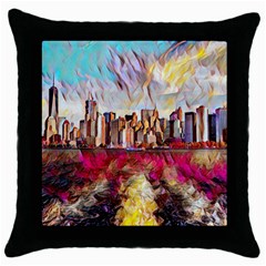 New York Skyline Manhattan City Throw Pillow Case (black) by Cowasu