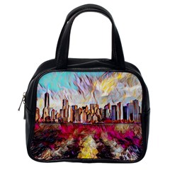 New York Skyline Manhattan City Classic Handbag (one Side) by Cowasu