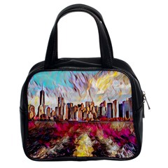 New York Skyline Manhattan City Classic Handbag (two Sides) by Cowasu