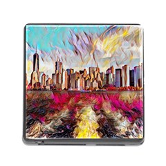 New York Skyline Manhattan City Memory Card Reader (square 5 Slot) by Cowasu