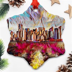 New York Skyline Manhattan City Ornament (snowflake) by Cowasu