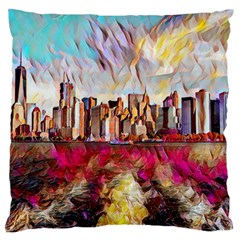 New York Skyline Manhattan City Standard Premium Plush Fleece Cushion Case (one Side) by Cowasu