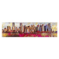 New York Skyline Manhattan City Oblong Satin Scarf (16  X 60 ) by Cowasu