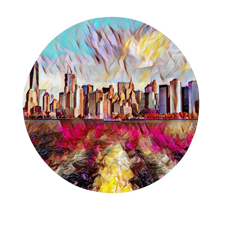 New York Skyline Manhattan City Mini Round Pill Box