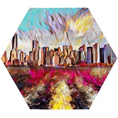 New York Skyline Manhattan City Wooden Puzzle Hexagon by Cowasu