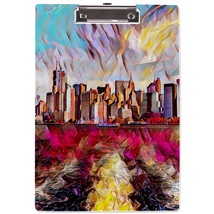 New York Skyline Manhattan City A4 Acrylic Clipboard