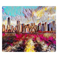 New York Skyline Manhattan City Premium Plush Fleece Blanket (small) by Cowasu