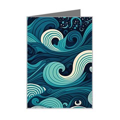 Waves Ocean Sea Abstract Whimsical Abstract Art Mini Greeting Card by Cowasu