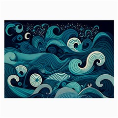 Waves Ocean Sea Abstract Whimsical Abstract Art Large Glasses Cloth by Cowasu