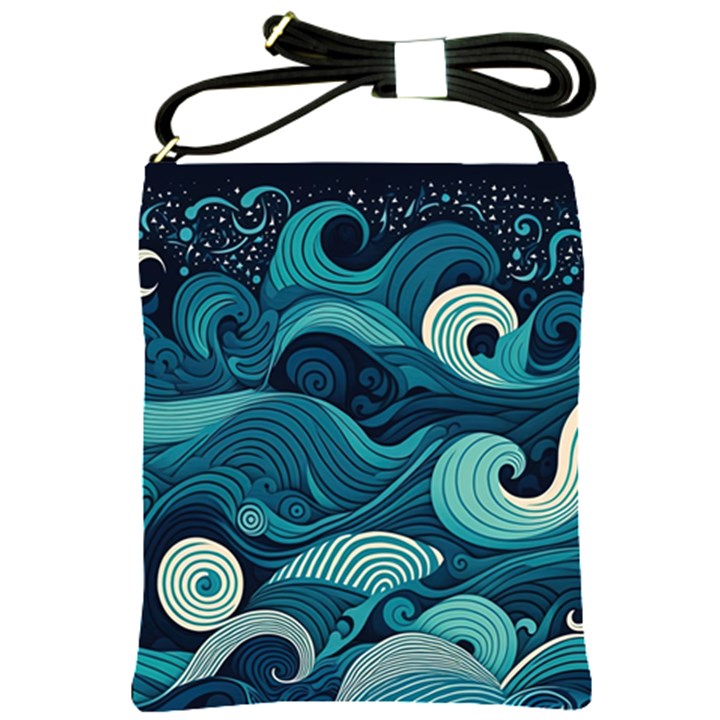 Waves Ocean Sea Abstract Whimsical Abstract Art Shoulder Sling Bag