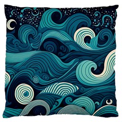 Waves Ocean Sea Abstract Whimsical Abstract Art Large Cushion Case (one Side) by Cowasu