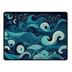 Waves Ocean Sea Abstract Whimsical Abstract Art Two Sides Fleece Blanket (small) by Cowasu