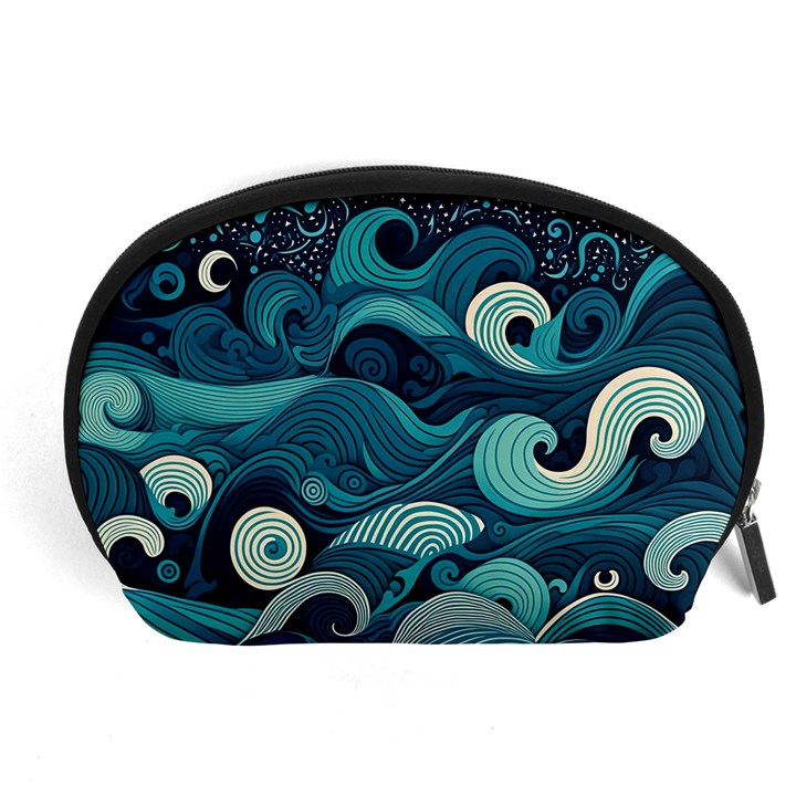 Waves Ocean Sea Abstract Whimsical Abstract Art Accessory Pouch (Large)