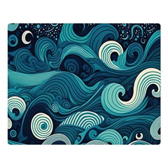 Waves Ocean Sea Abstract Whimsical Abstract Art Two Sides Premium Plush Fleece Blanket (large) by Cowasu