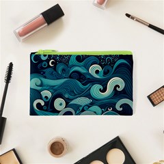 Waves Ocean Sea Abstract Whimsical Abstract Art Cosmetic Bag (xs) by Cowasu