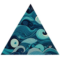 Waves Ocean Sea Abstract Whimsical Abstract Art Wooden Puzzle Triangle by Cowasu