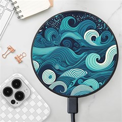 Waves Ocean Sea Abstract Whimsical Abstract Art Wireless Fast Charger(black) by Cowasu