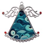 Waves Ocean Sea Abstract Whimsical Abstract Art Metal Angel with Crystal Ornament Front